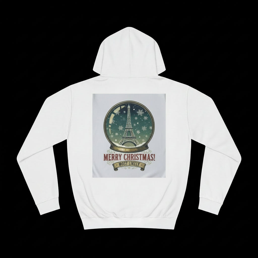 Hoodie — Merry Christmas Eiffel Tower Snow Globe Holiday Hoodie