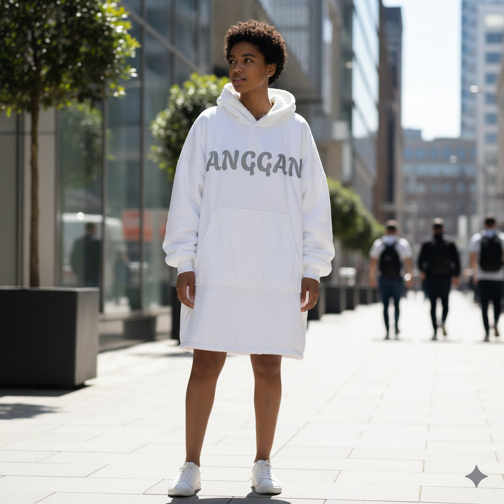 Holiday Beats Hooded Blanket — Vintage Santa Peace Sign Cozy Wearable Throw